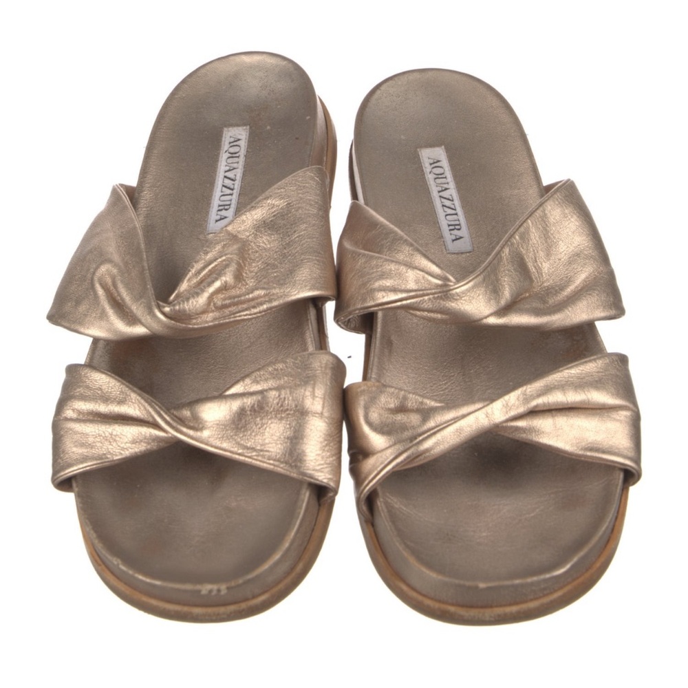 Aquazzura Women's Gold Slide Sandals - Size 9.5